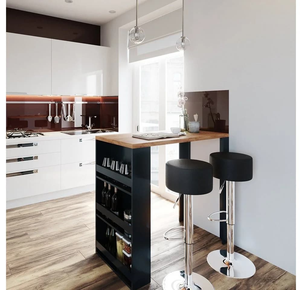 VICCO Bartisch Eiche Anthrazit mit Regal - Bild 3