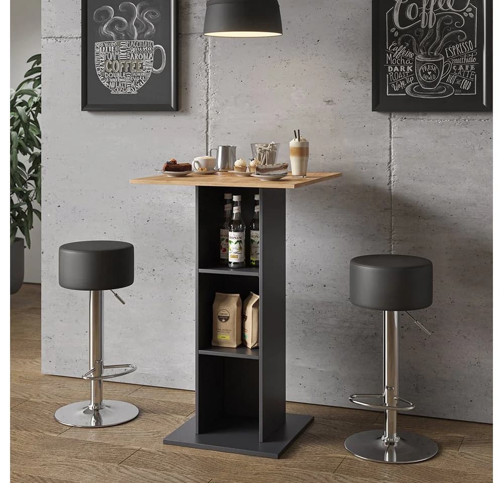 Vicco Bartisch Rodeo Anthrazit/Goldkraft Eiche mit Regal - Bild 3