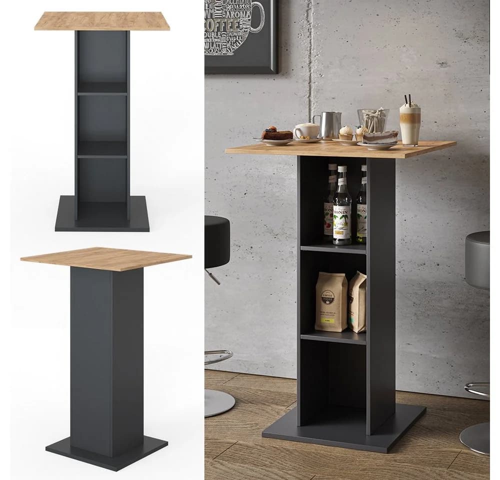 Vicco Bartisch Rodeo Anthrazit/Goldkraft Eiche mit Regal - Bild 4