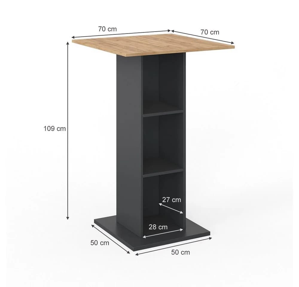 Vicco Bartisch Rodeo Anthrazit/Goldkraft Eiche mit Regal - Bild 5