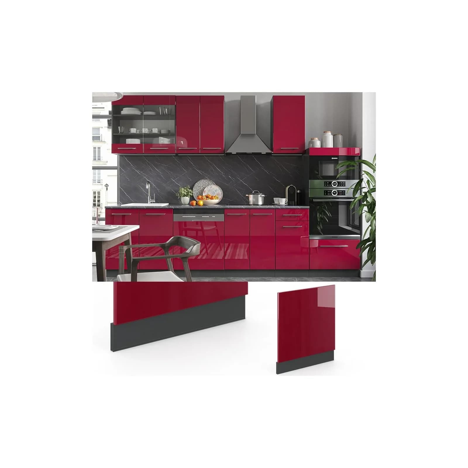 VICCO Geschirrspülerfront 60 cm Bordeaux Hochglanz Fame-Line