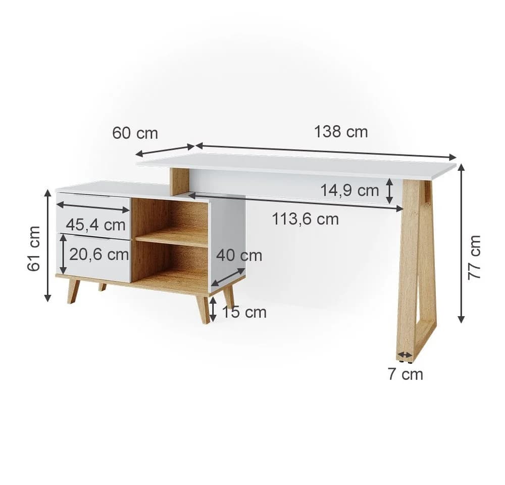 VICCO Eckchreibtisch Nautica Weiß Eiche Skandi - Bild 4