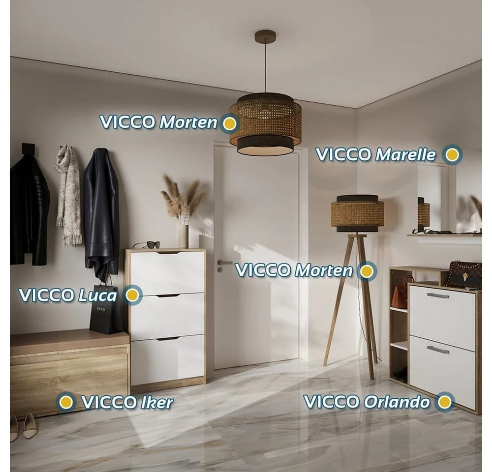 Vicco Schuhbank Iker Sonoma Skandinavisch mit Sitzfläche - Bild 4