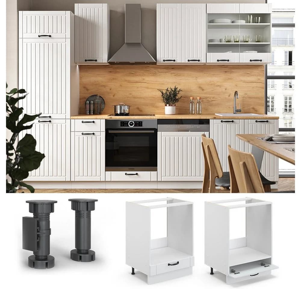 Vicco Herdumbauschrank Fame-Line Weiß Landhaus 60 cm - Bild 5