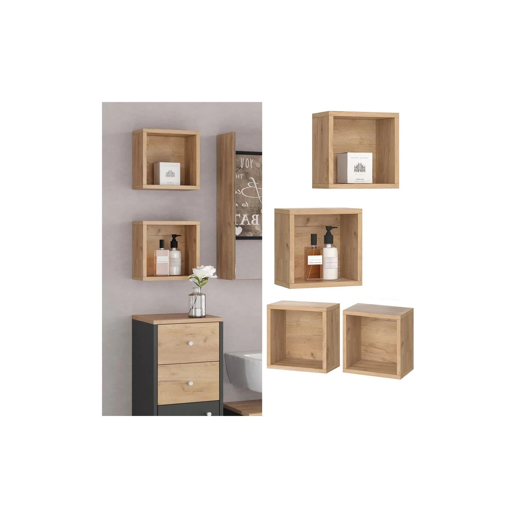 Vicco Hängeschrank Senyo 2er Set Goldkraft Eiche Wandregal