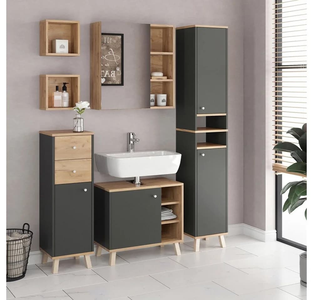 Vicco Hängeschrank Senyo 2er Set Goldkraft Eiche Wandregal - Bild 5