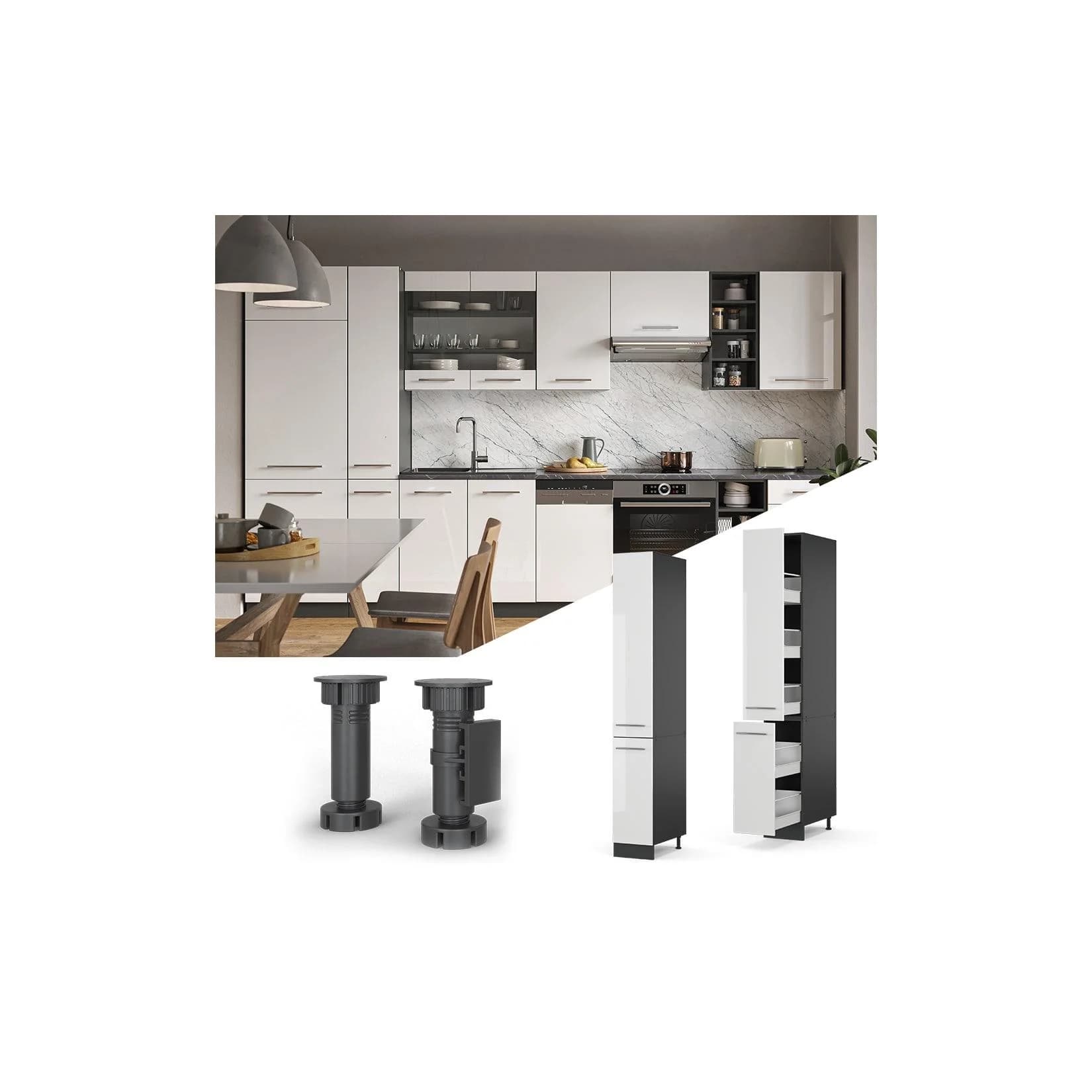 Vicco Apothekerhochschrank Fame-Line Weiß Hochglanz 30 cm