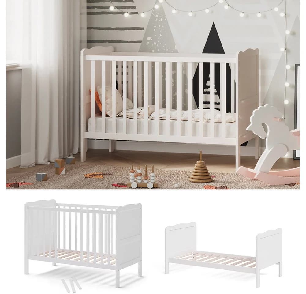 VitaliSpa Babybett Tobi Weiß Umbaubares Gitterbett mit Rausfallschutz - Bild 2