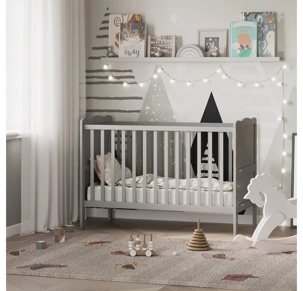VitaliSpa® Babybett Tobi Grau Umbaubares Gitterbett mit Rausfallschutz - Bild 3