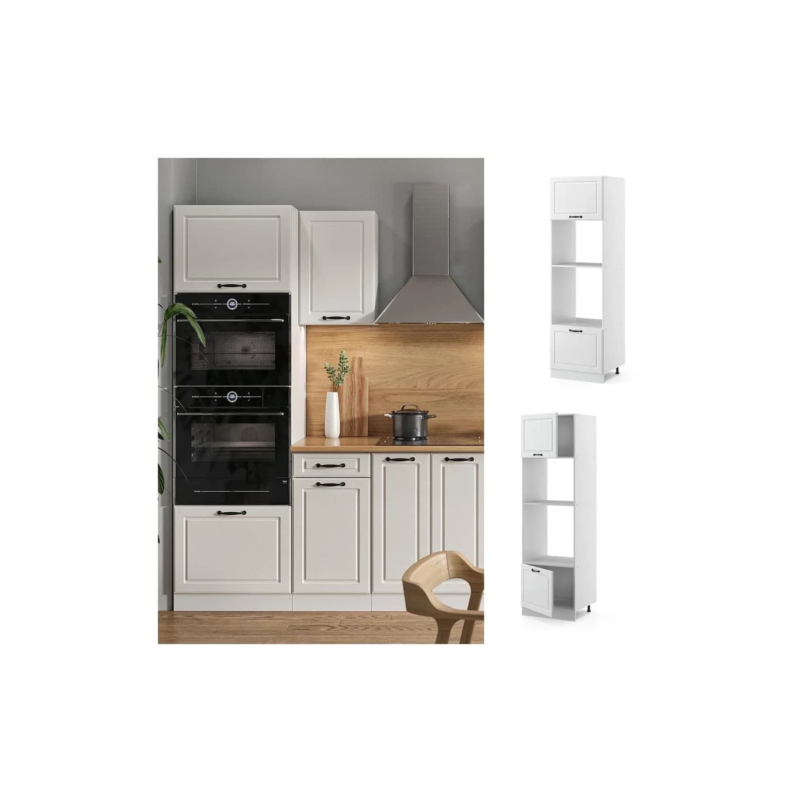 Vicco Mikrowellenumbauschrank R-Line Weiß Landhaus 60 cm