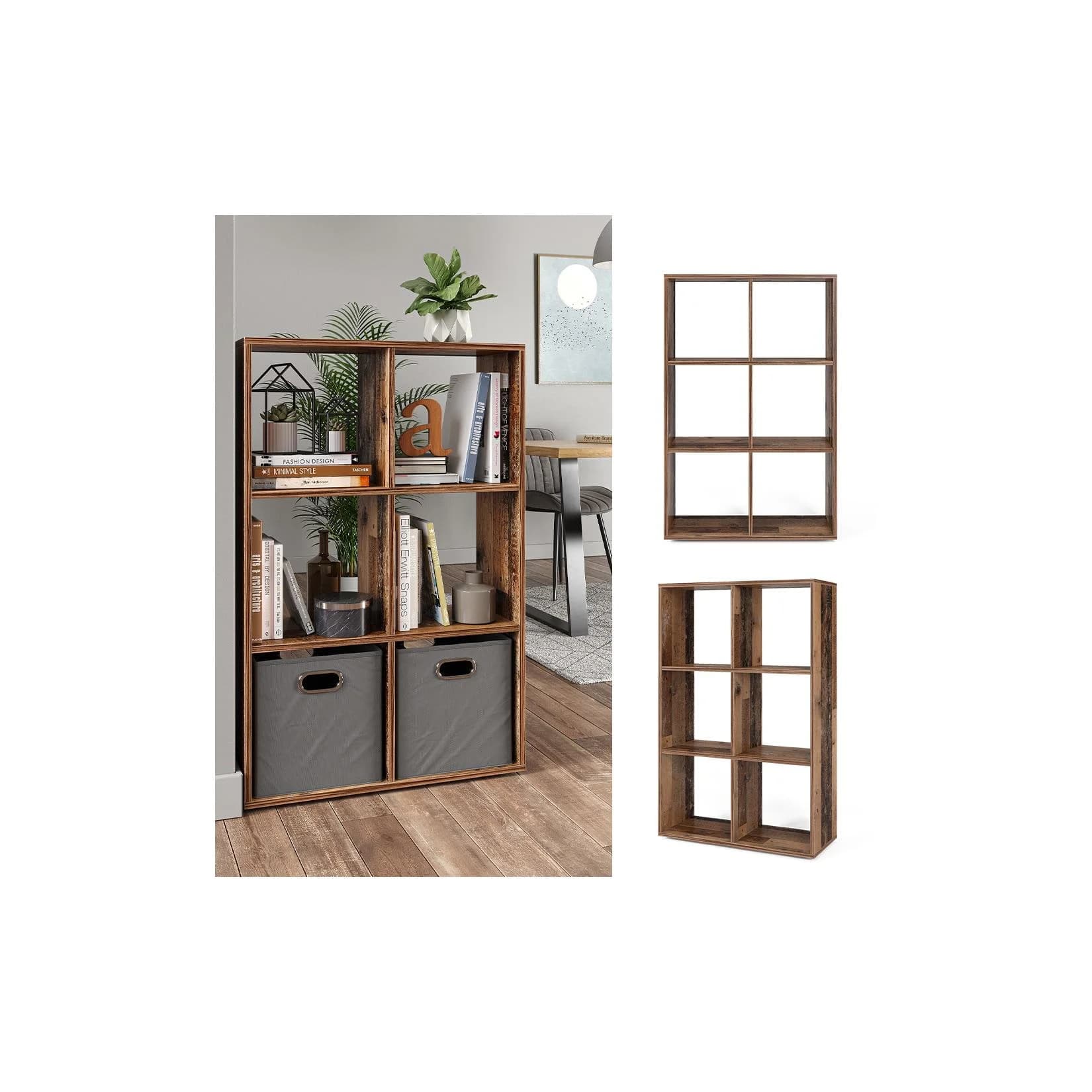 Vicco Raumteiler Standregal Bücherregal 6 Fächer Old Style Hochregal