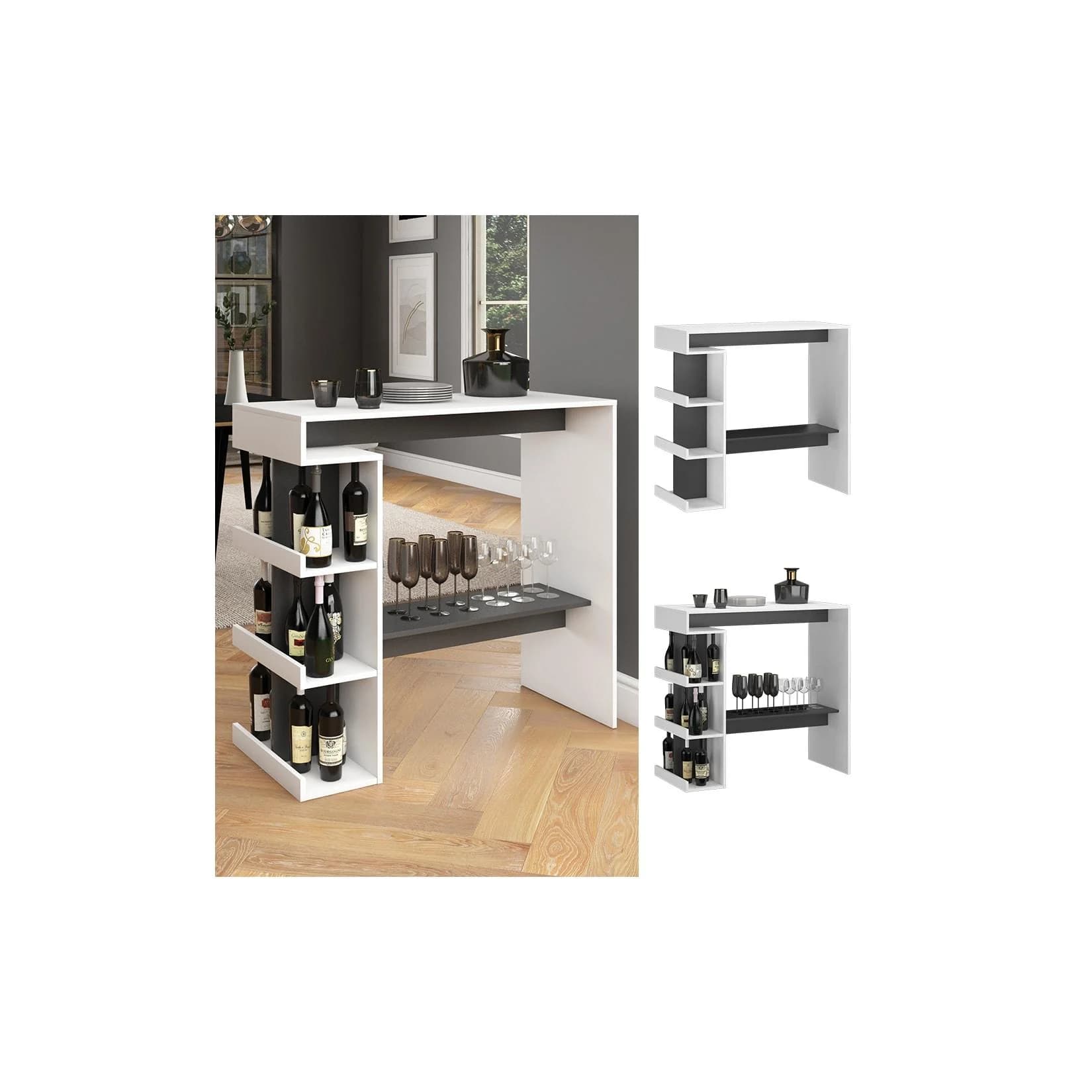 Vicco Bartisch Dana Weiß/Anthrazit mit Regal und Ablage