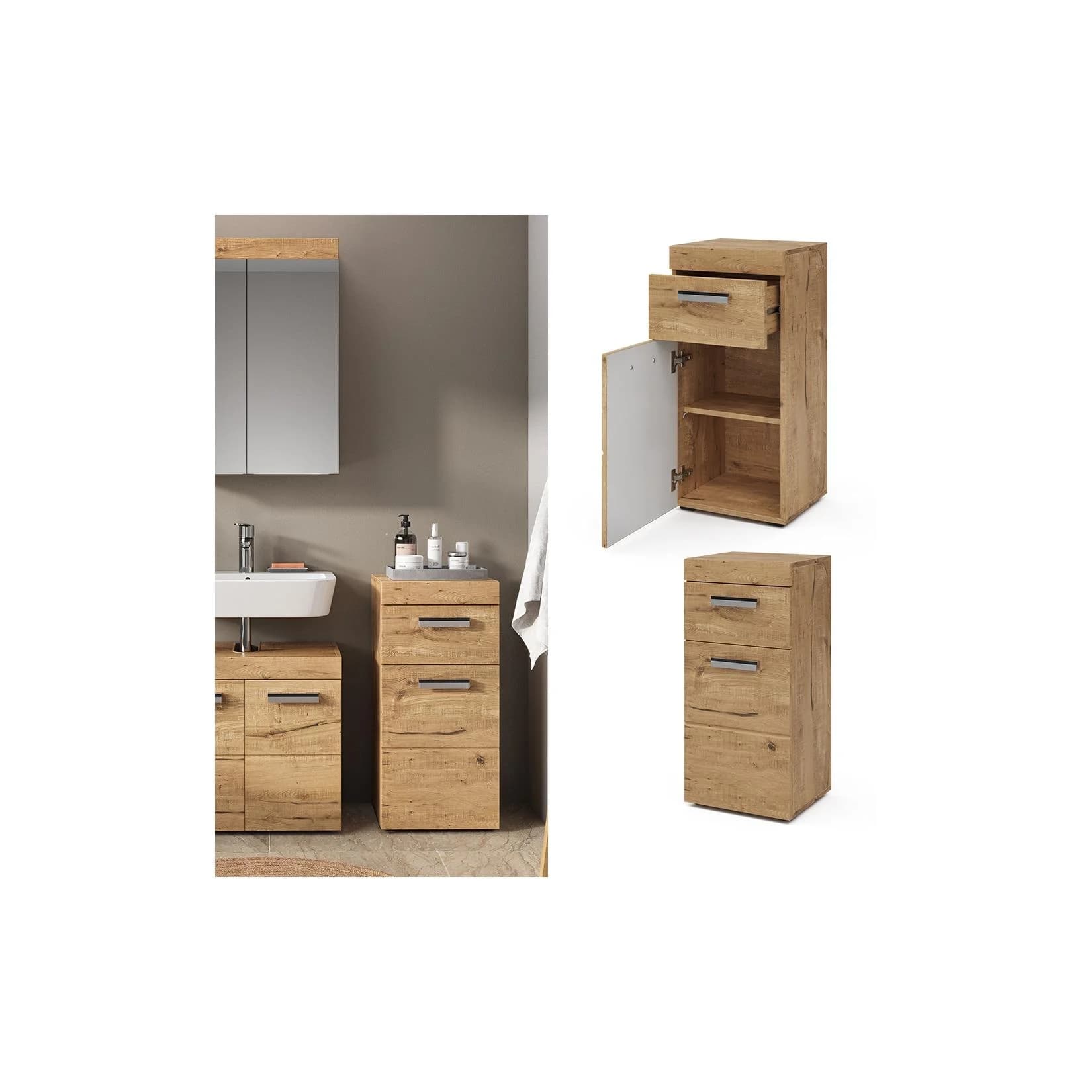 Vicco Midischrank Luna Eiche Wotan Moderner Badschrank