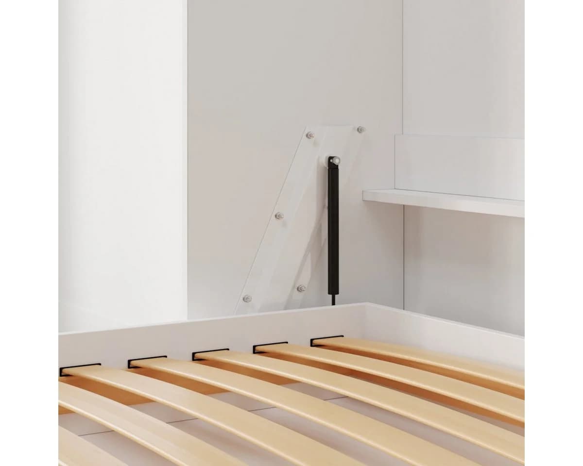 HeimLiving Schrankbett Classico 140/160 Horizontal Weiß Hochglanzfront - Bild 5