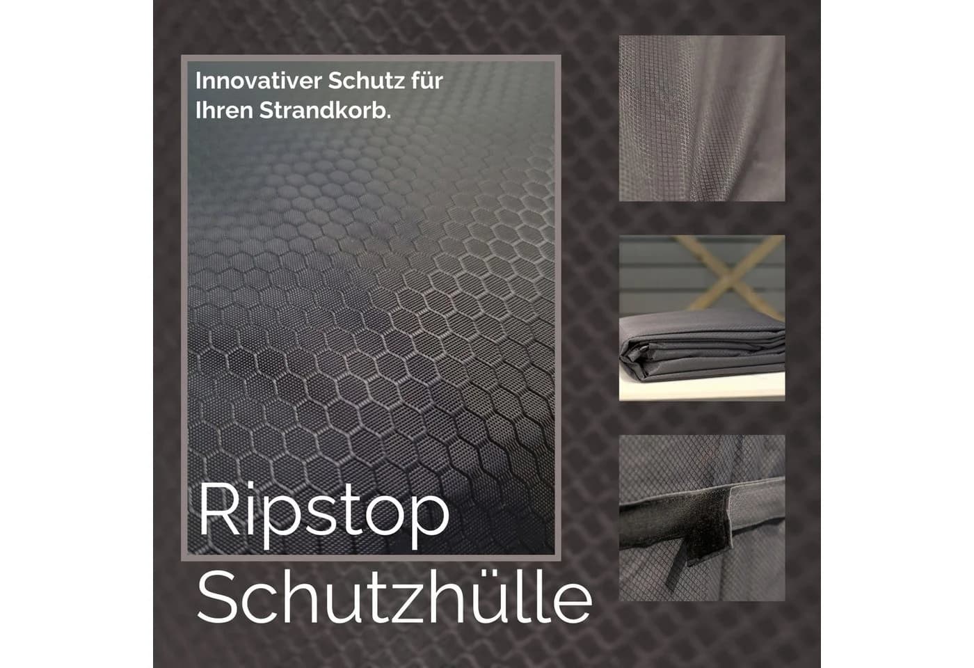 Strandkorb Hanse Schutzhülle 142cm Grau Anthrazit Ripstop TPU - Bild 3