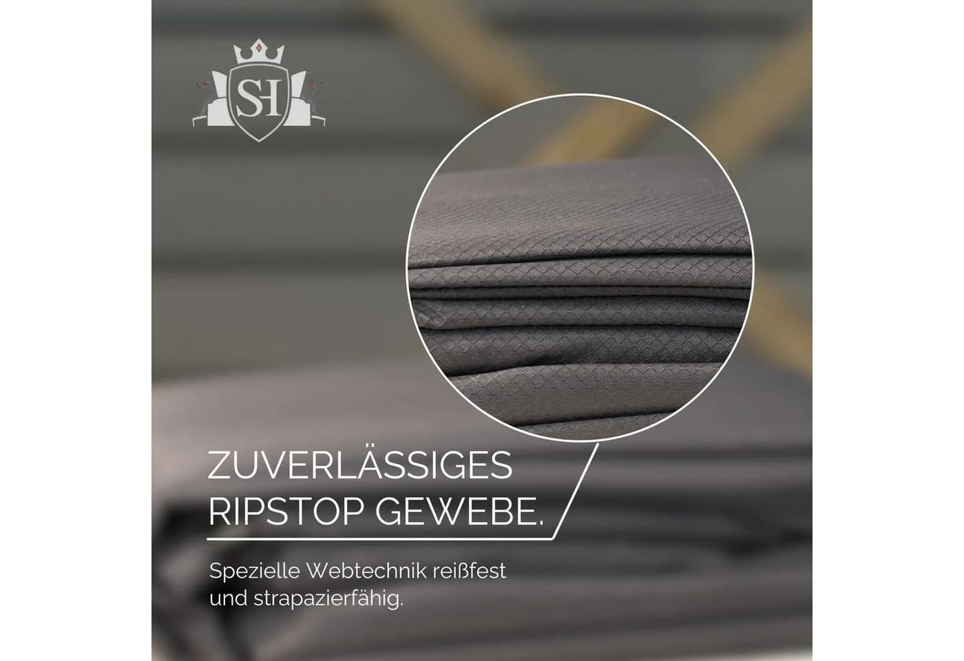 Strandkorb Hanse Schutzhülle 142cm Grau Anthrazit Ripstop TPU - Bild 5