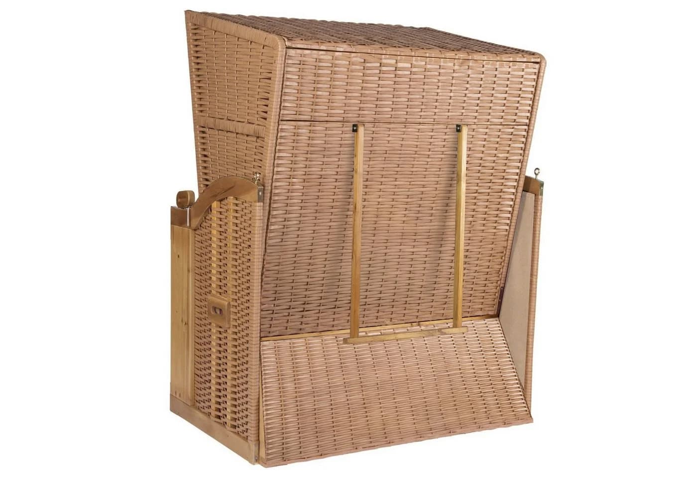 Strandkorb Hanse 2-Sitzer Ostsee Volllieger Beige Rot Wacholder Polyrattan - Bild 4