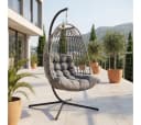 DERKORB Hängesessel mit Gestell Grau Polyrattan 10cm Kissen Bild 2