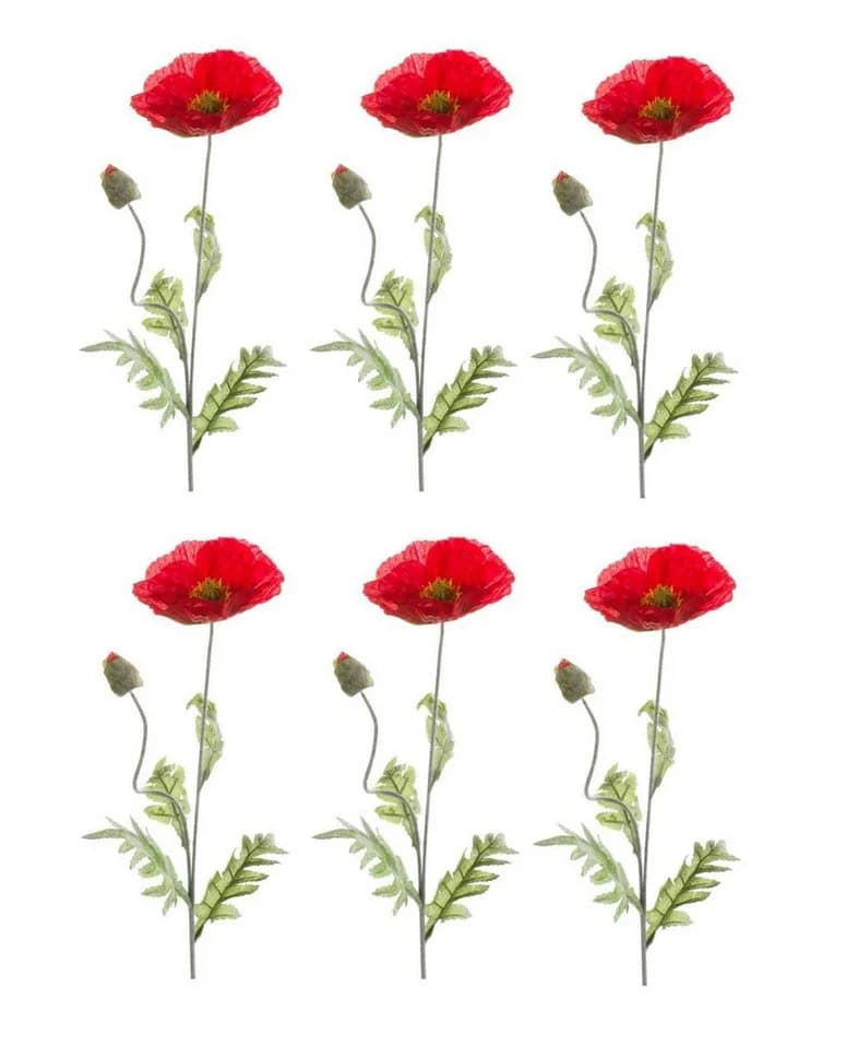 Emerald Kunstblume Mohn Rot 6er Set - Bild 2