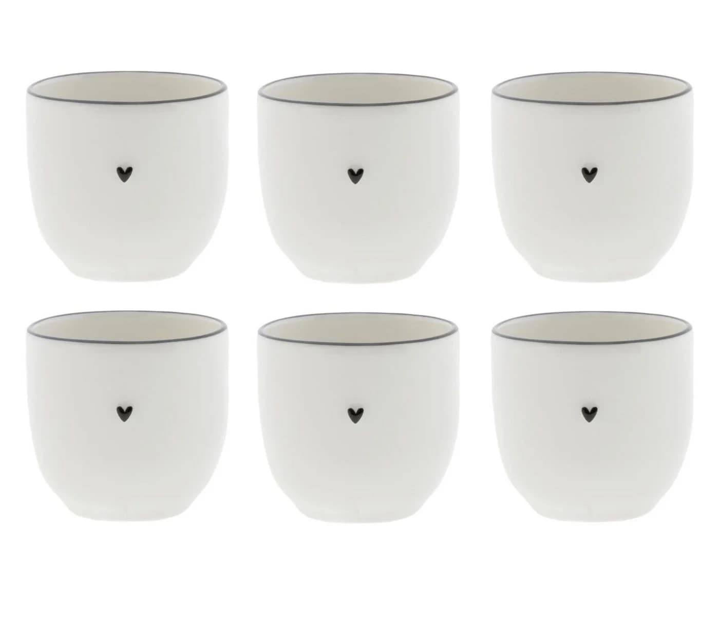 Bastion Collections Eierbecher Set 6-tlg. Weiß mit Schwarzem Herz - Bild 2