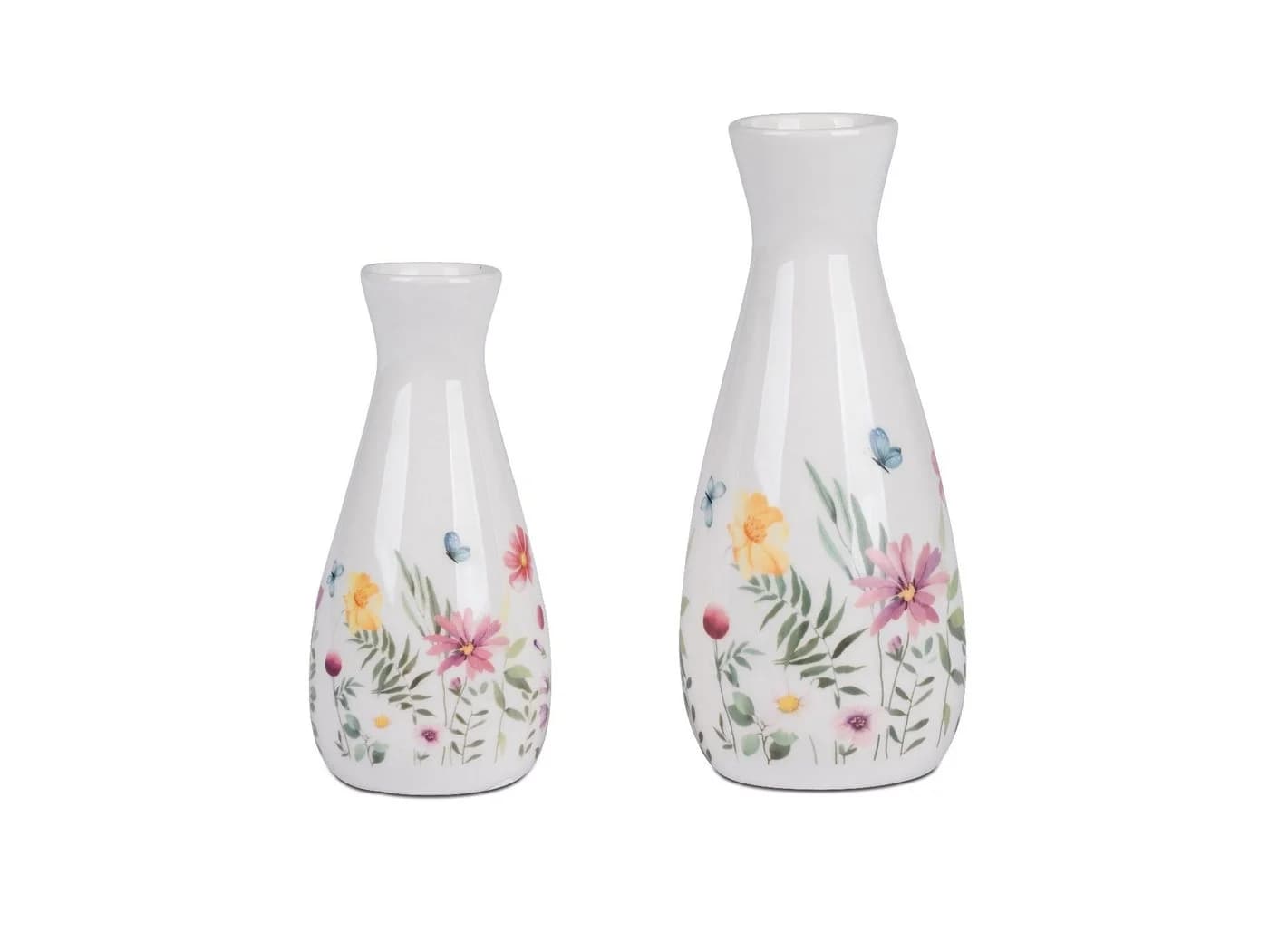 formano Dekovase Blumenwiese 16cm Weiß Blumenmuster