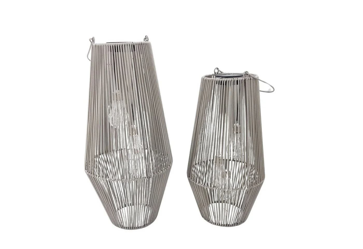 formano LED Tischleuchte Rattan-Optik Grau Solarbetrieben 2er-Set - Bild 2