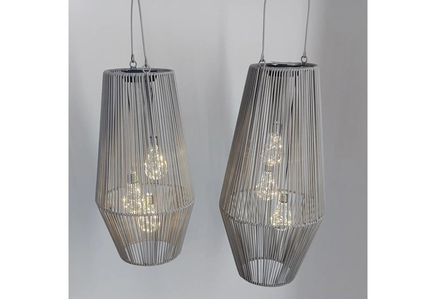 formano LED Tischleuchte Rattan-Optik Grau Solarbetrieben 2er-Set - Bild 3