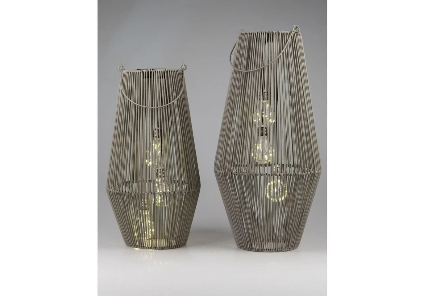 formano LED Tischleuchte Rattan-Optik Grau Solarbetrieben 2er-Set - Bild 4