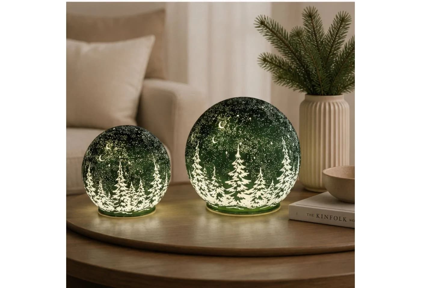 formano LED Kugelleuchte Frosty Winterwald Grün mit Timer - Bild 4
