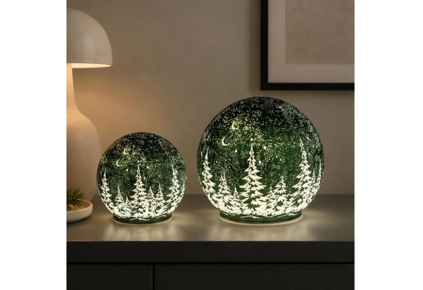formano LED Kugelleuchte Frosty Winterwald Grün mit Timer - Bild 5