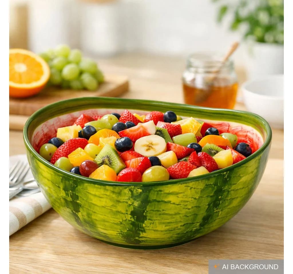 Lashuma Salatschüssel Melone Keramik Handbemalt - Bild 3