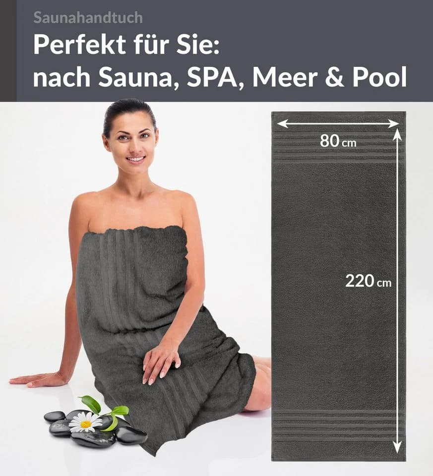 Lashuma Saunatuch XXL Frottee Grau 100x200 cm - Bild 4