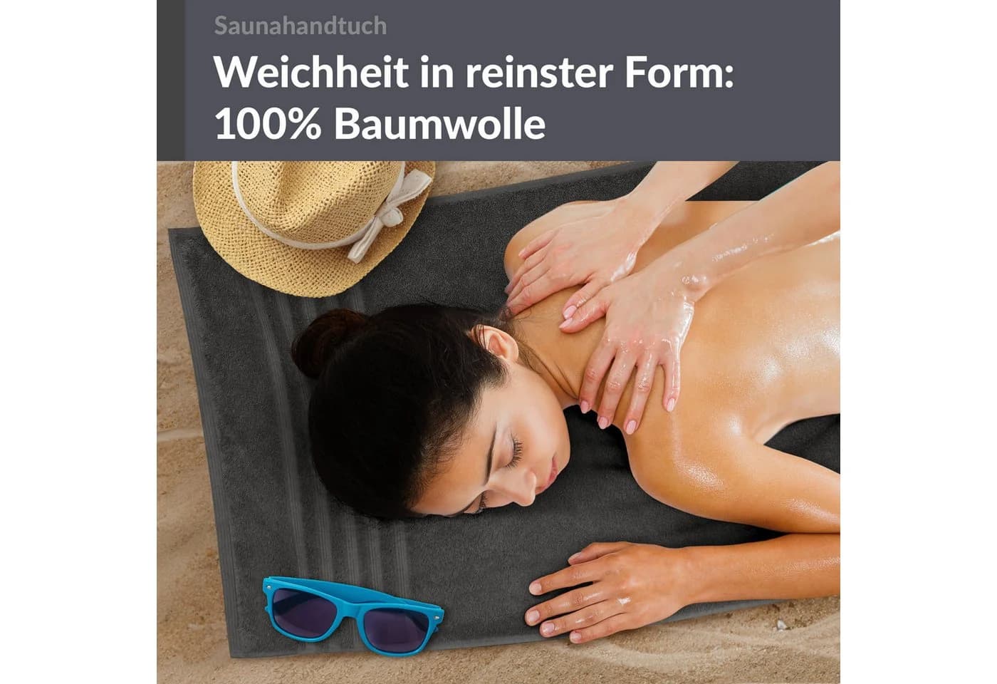 Lashuma Saunatuch XXL Frottee Grau 100x200 cm - Bild 5