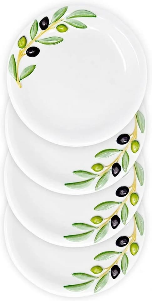 Lashuma Tafelservice Olive 4-tlg. Keramik Essteller rund Ø 20 cm - Bild 3