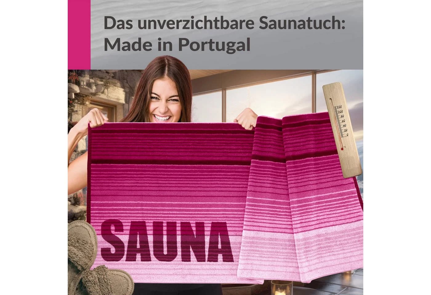Lashuma Saunatuch XXL Handtuch Oslo Rosa-Rot Frottee - Bild 5