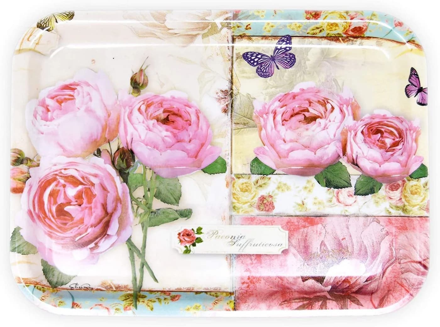 Lashuma Tablett England Rosen Bunt Melamin - Bild 2