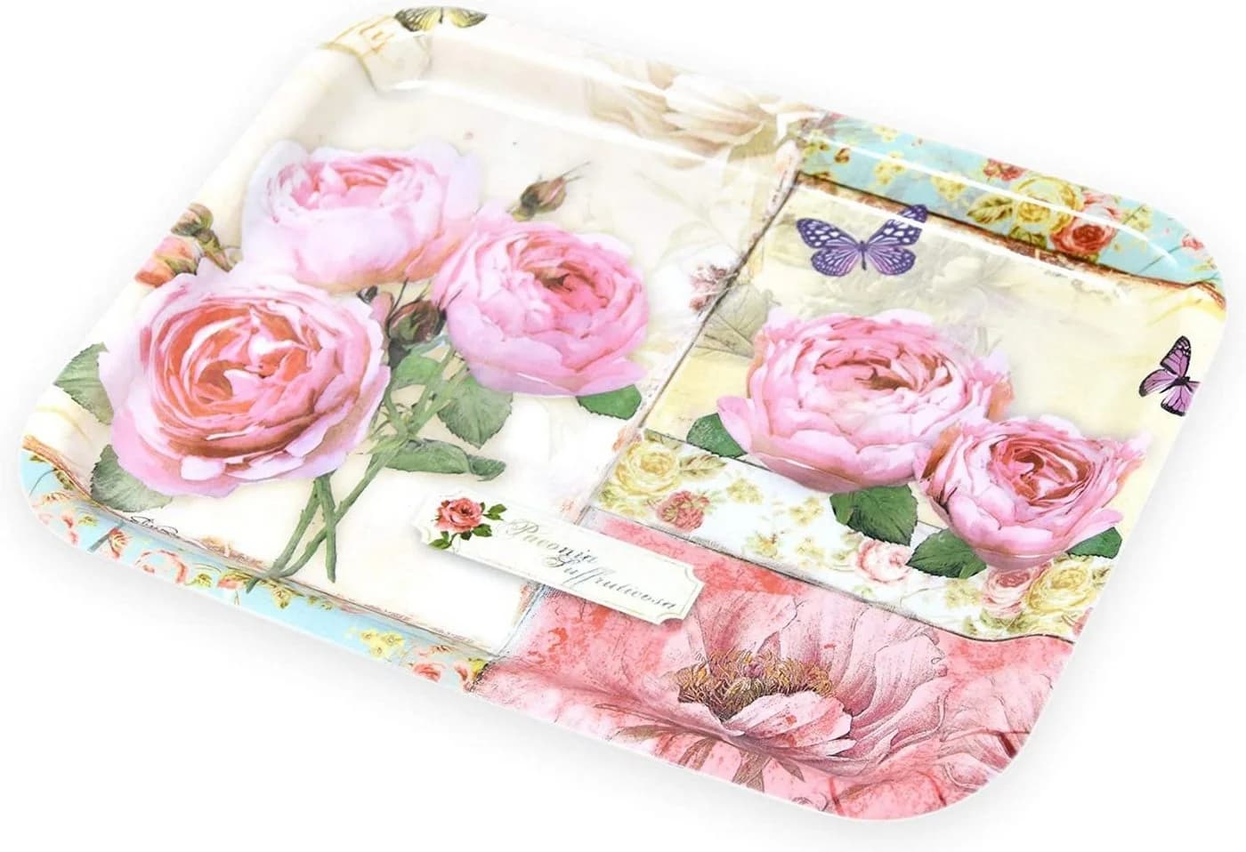 Lashuma Tablett England Rosen Bunt Melamin - Bild 4