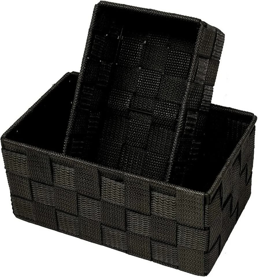 Lashuma Aufbewahrungskorb Set 2 St Geflochtene Geschenkboxen Schwarz - Bild 4