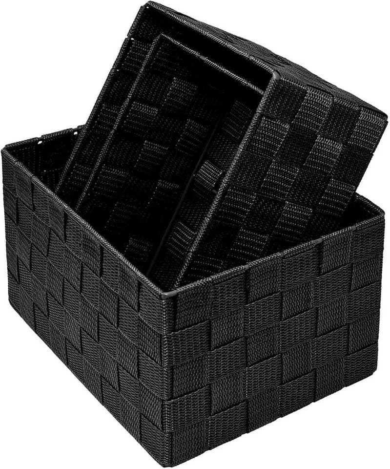 Lashuma Aufbewahrungskorb Set 3 St Schwarz Geflochten - Bild 5