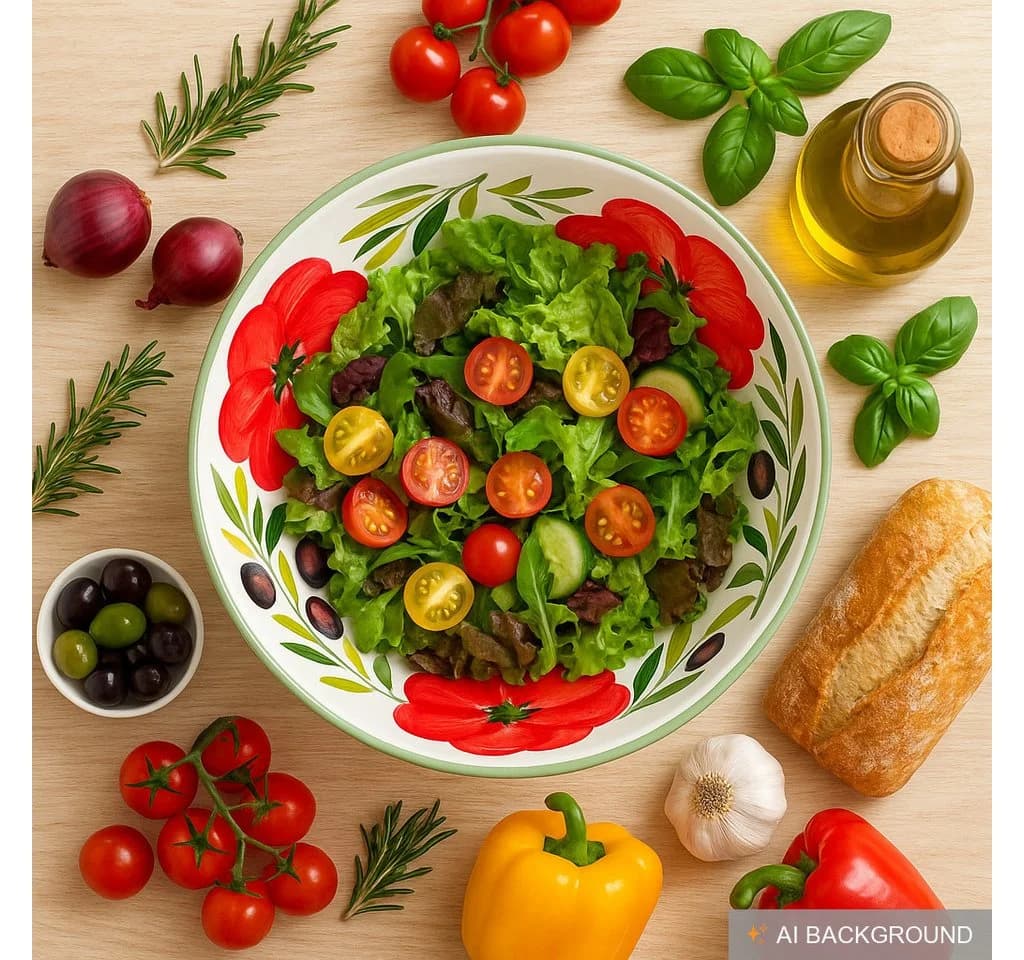 Lashuma Salatschüssel Tomate Olive Keramik Handbemalt