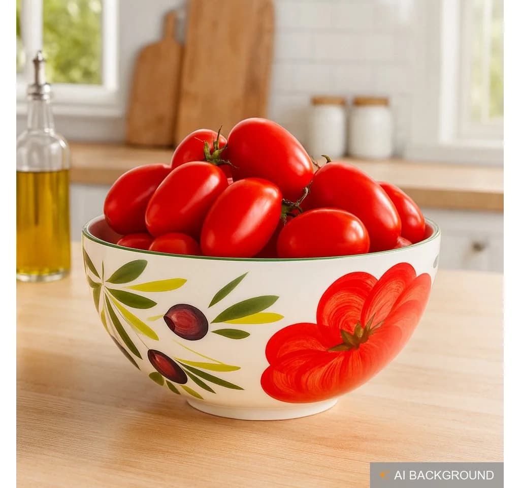 Lashuma Salatschüssel Tomate Olive Keramik Handbemalt - Bild 4