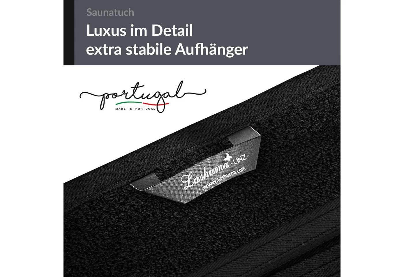 Lashuma Saunatuch XXL Frottee Schwarz 100x200 cm