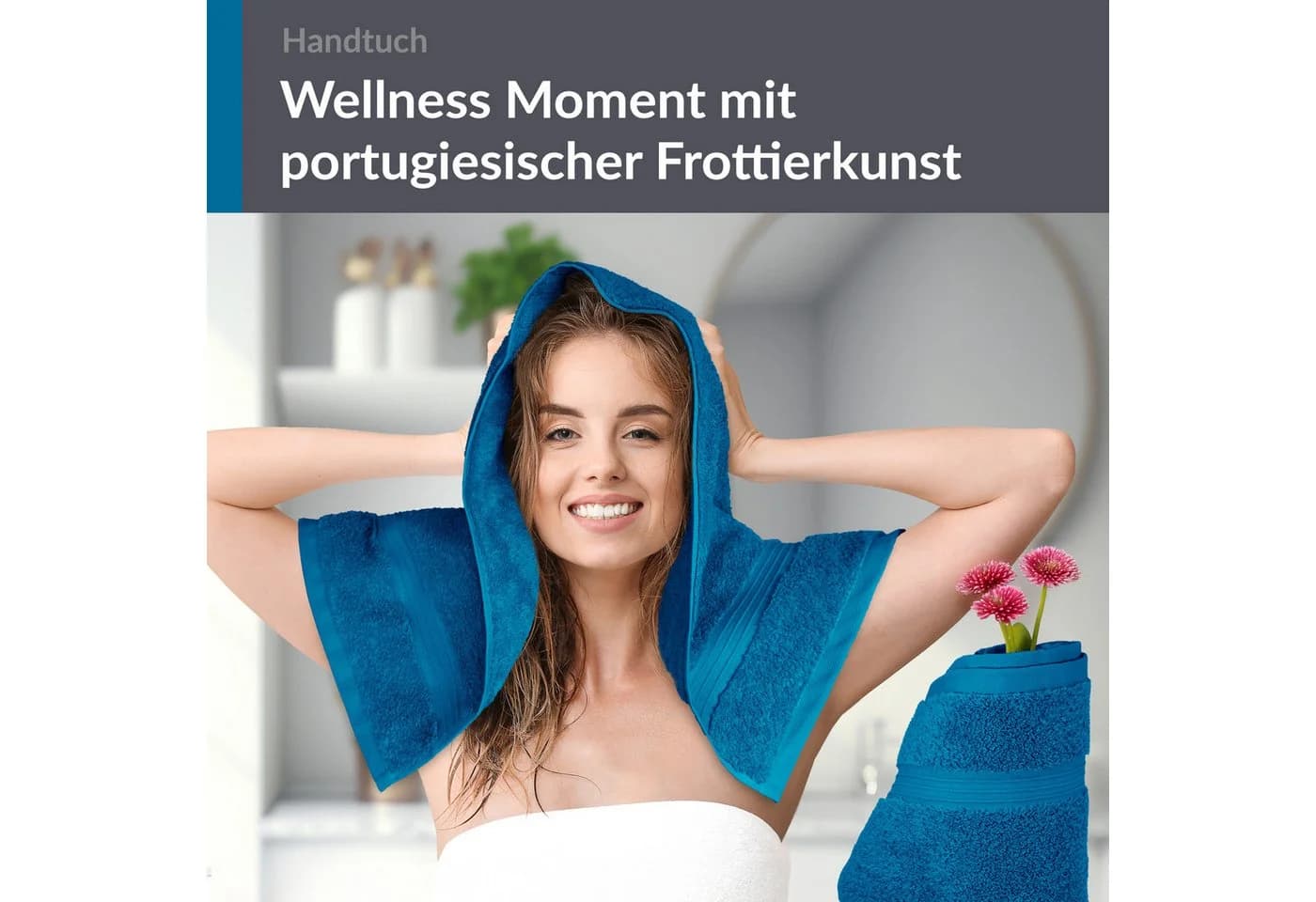 Lashuma Handtuch Set 2er Petrol Blau 100% Baumwolle