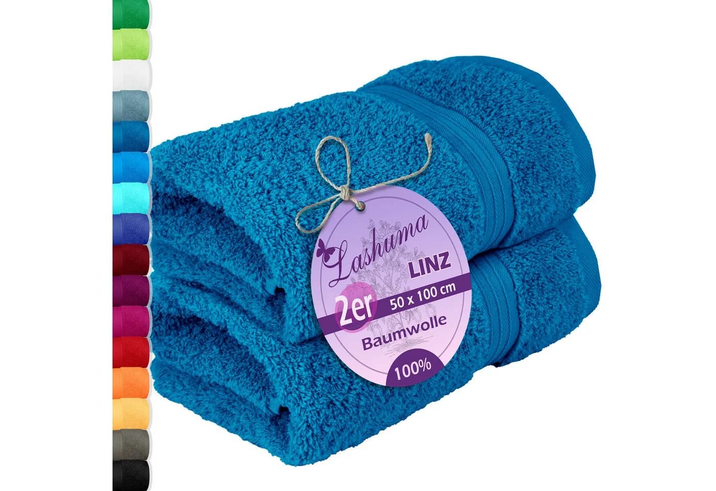 Lashuma Handtuch Set 2er Petrol Blau 100% Baumwolle - Bild 2