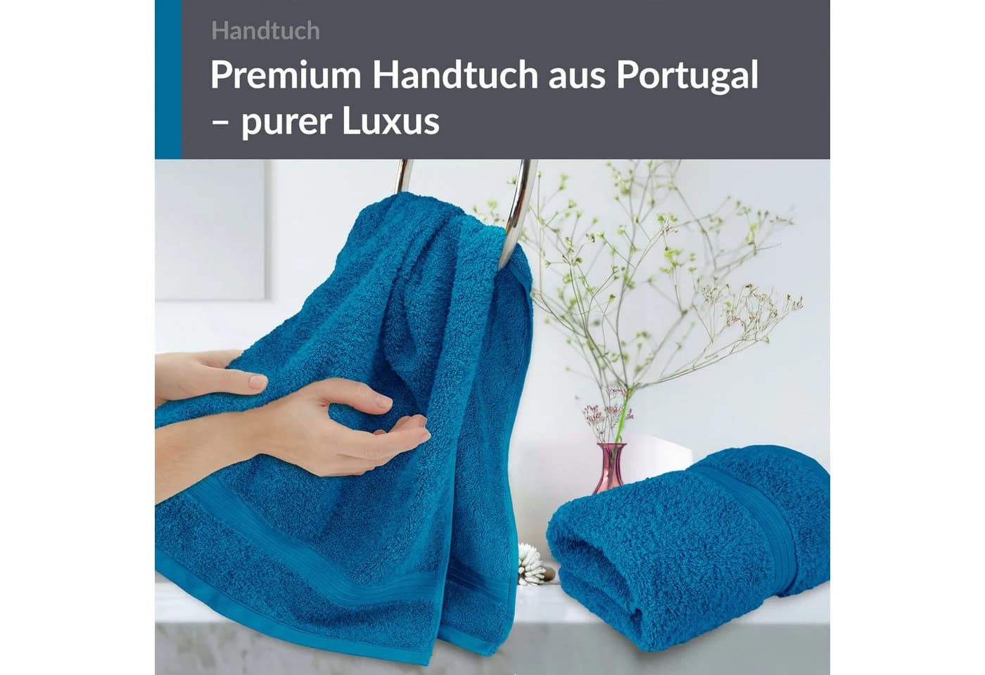 Lashuma Handtuch Set 2er Petrol Blau 100% Baumwolle - Bild 3