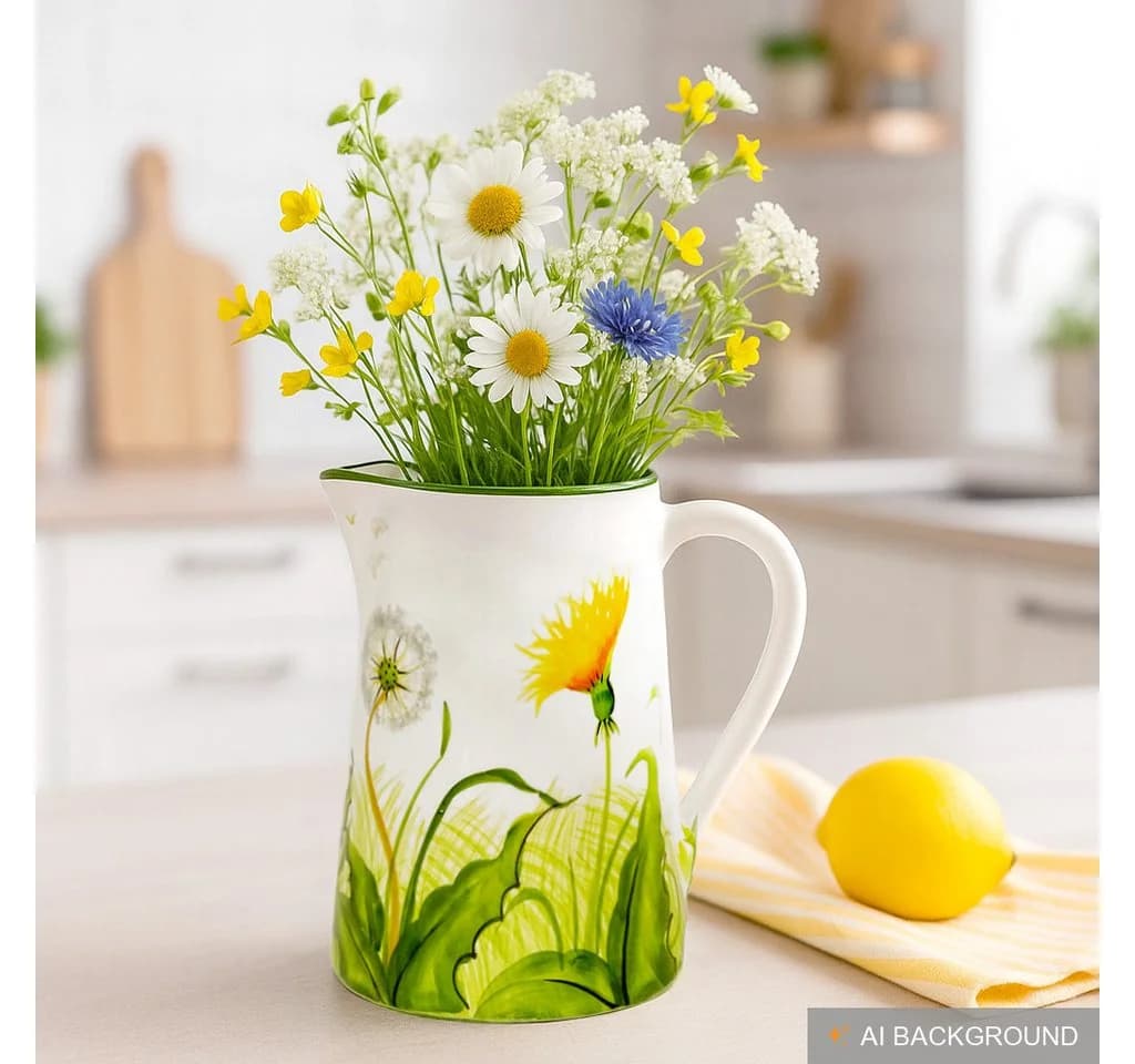 Lashuma Wasserkrug Pusteblume Keramik Handgemacht - Bild 5