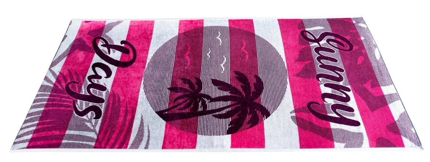 Lashuma Strandtuch Las Palmas Rosa Weiß Velours Frottee