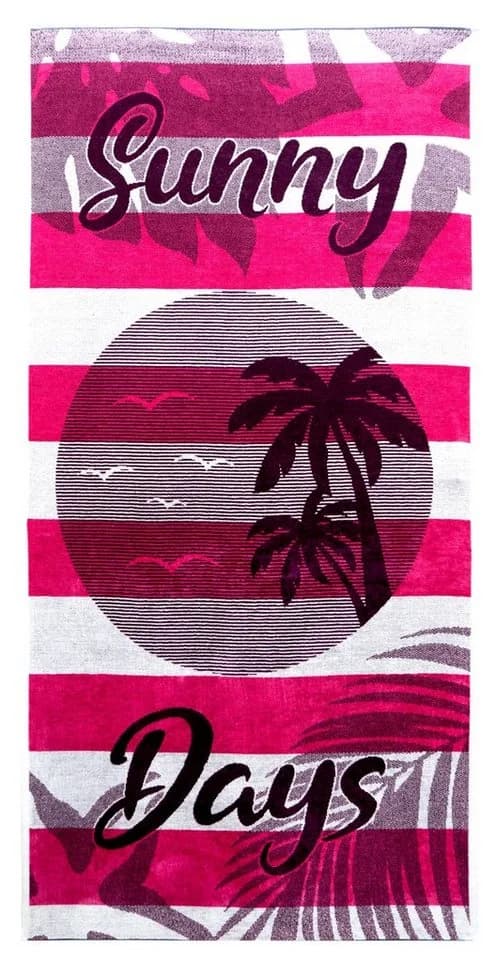 Lashuma Strandtuch Las Palmas Rosa Weiß Velours Frottee - Bild 2