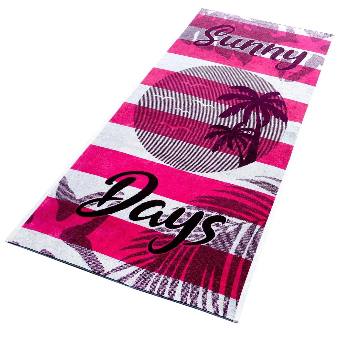 Lashuma Strandtuch Las Palmas Rosa Weiß Velours Frottee - Bild 5