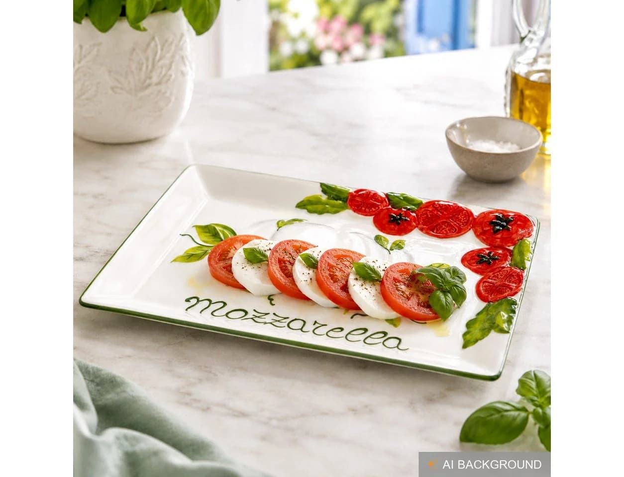 Lashuma Servierplatte Tomate Mozzarella Keramik Handbemalt - Bild 5